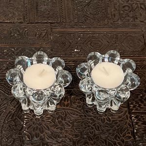 (2) lovely Vtg 60’s round tea light votive glass candleholders by KIG Indonesia
